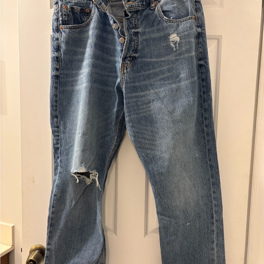 Classic Blue Distressed Men's Jeans